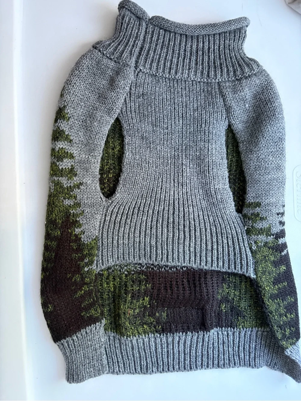 Eddie Bauer small dog Gray Forest-Print Knit Sweater